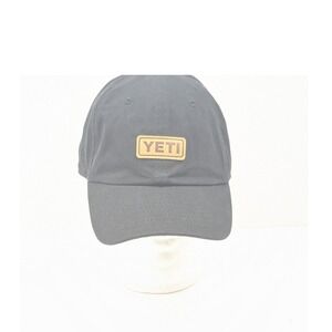 Yeti Gray Baseball Cap Hat with Leather Logo Patch Adjustable Strap Back